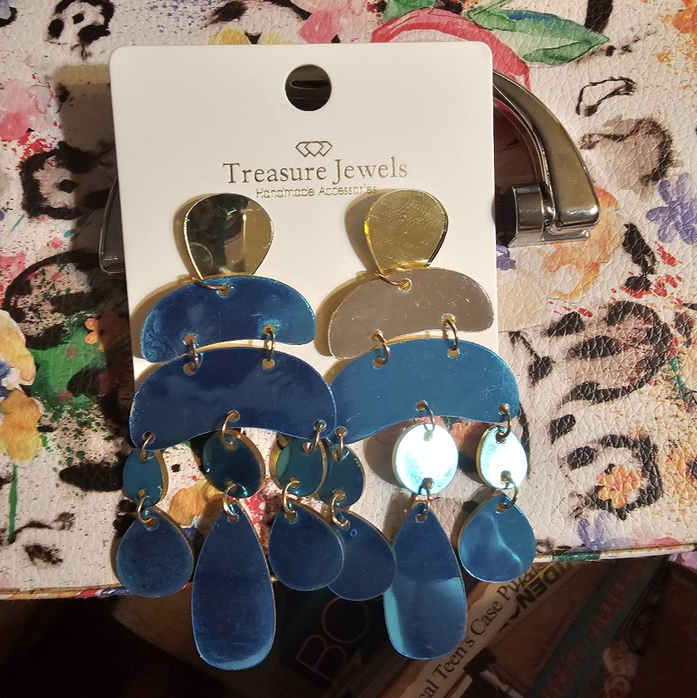Blue and Gold Earrings